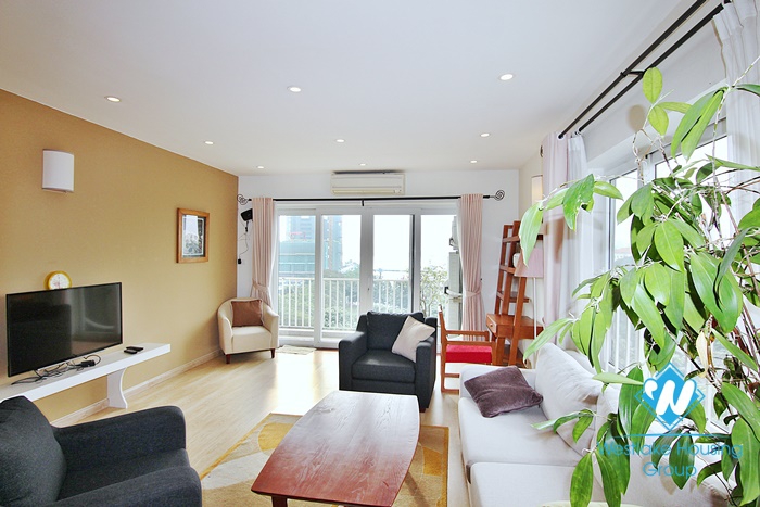 Lake view three bedrooms apartment for rent in To Ngoc Van st, Tay Ho